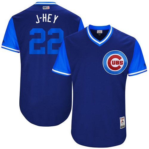 Men's Majestic Chicago Cubs #22 Jason Heyward "J-Hey" Authentic Navy Blue 2017 Players Weekend MLB Jersey