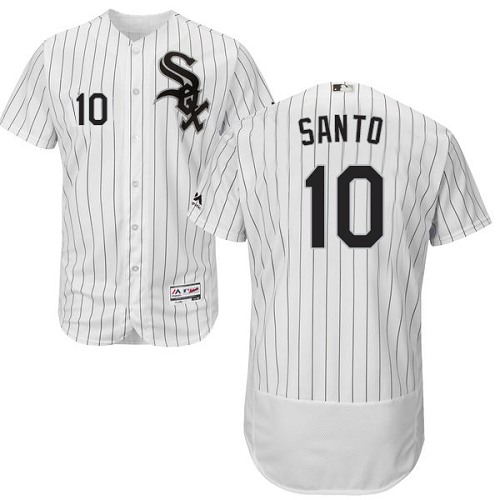 Men's Majestic Chicago White Sox #10 Ron Santo White/Black Flexbase Authentic Collection MLB Jersey