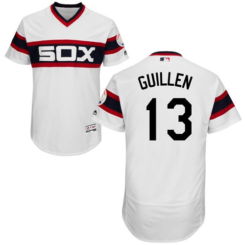 Men's Majestic Chicago White Sox #13 Ozzie Guillen Authentic White 2013 Alternate Home Cool Base MLB Jersey