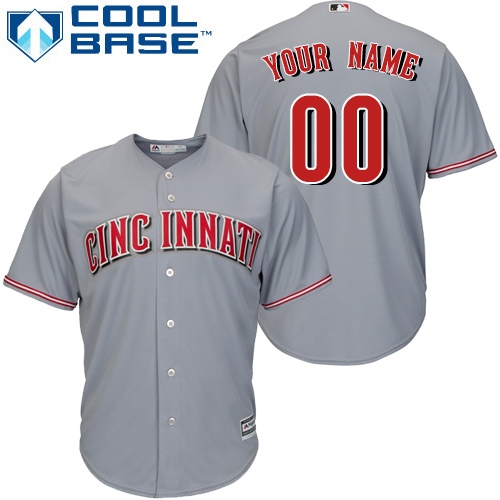 Youth Majestic Cincinnati Reds Customized Authentic Grey Road Cool Base MLB Jersey