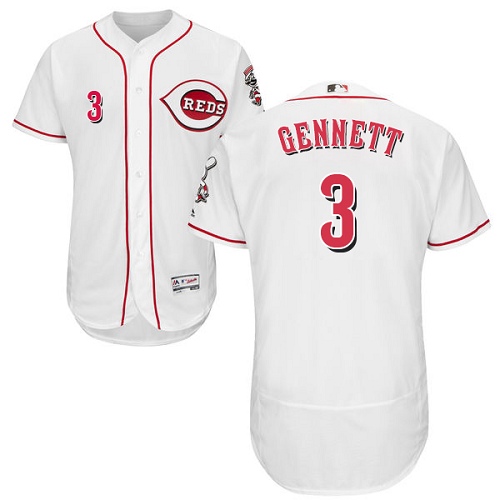 Men's Majestic Cincinnati Reds #4 Scooter Gennett White Flexbase Authentic Collection MLB Jersey