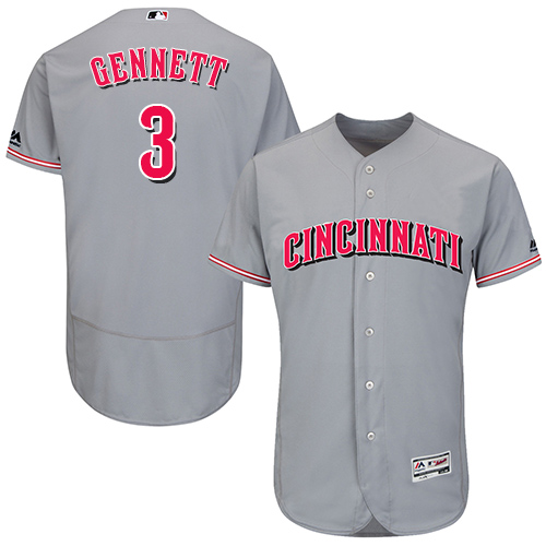 Men's Majestic Cincinnati Reds #4 Scooter Gennett Grey Flexbase Authentic Collection MLB Jersey