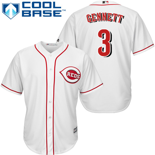 Youth Majestic Cincinnati Reds #4 Scooter Gennett Authentic White Home Cool Base MLB Jersey