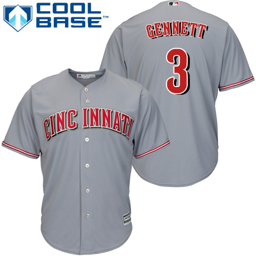 Youth Majestic Cincinnati Reds #4 Scooter Gennett Authentic Grey Road Cool Base MLB Jersey