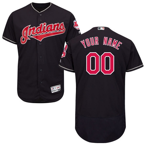 Men's Majestic Cleveland Indians Customized Authentic Navy Blue Alternate 1 Cool Base MLB Jersey