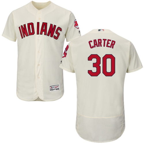 Men's Majestic Cleveland Indians #30 Joe Carter Authentic Cream Alternate 2 Cool Base MLB Jersey