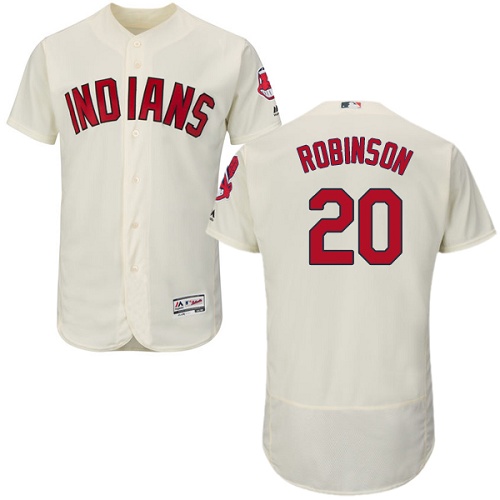 Men's Majestic Cleveland Indians #20 Eddie Robinson Cream Flexbase Authentic Collection MLB Jersey