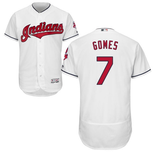 Men's Majestic Cleveland Indians #7 Yan Gomes Authentic White Home Cool Base MLB Jersey