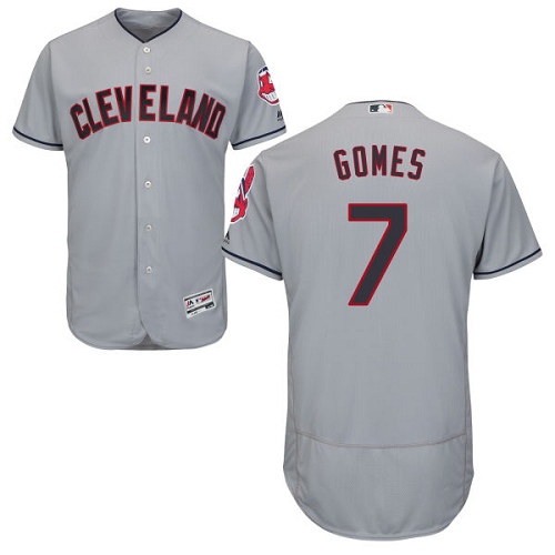 Men's Majestic Cleveland Indians #7 Yan Gomes Authentic Grey Road Cool Base MLB Jersey