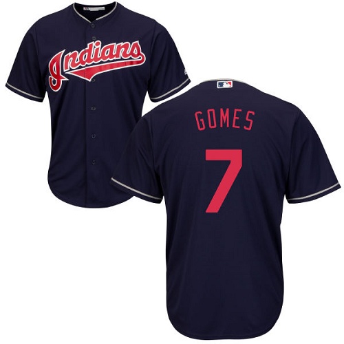 Men's Majestic Cleveland Indians #7 Yan Gomes Replica Navy Blue Alternate 1 Cool Base MLB Jersey