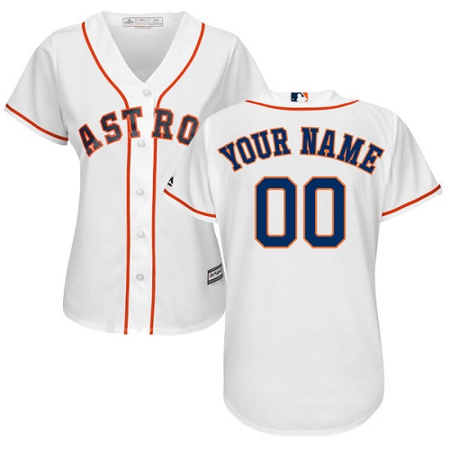 Women's Majestic Houston Astros Customized Replica White Home Cool Base MLB Jersey