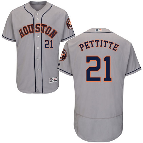 Men's Majestic Houston Astros #21 Andy Pettitte Authentic Grey Road Cool Base MLB Jersey