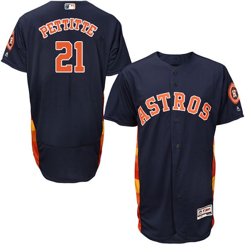 Men's Majestic Houston Astros #21 Andy Pettitte Authentic Navy Blue Alternate Cool Base MLB Jersey