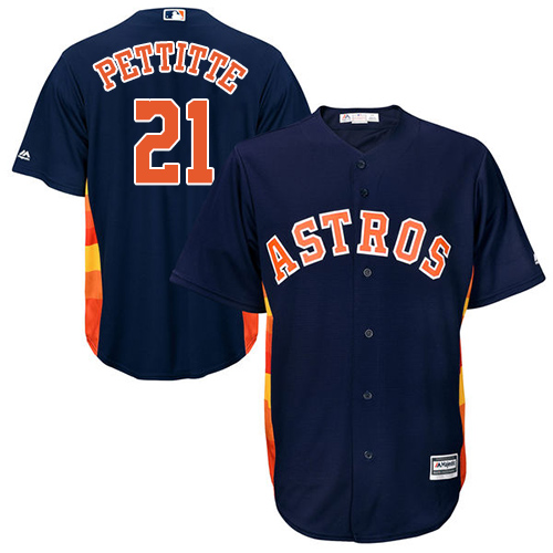 Youth Majestic Houston Astros #21 Andy Pettitte Authentic Navy Blue Alternate Cool Base MLB Jersey
