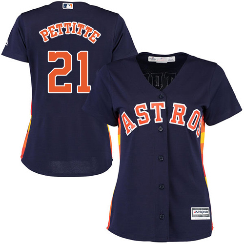 Women's Majestic Houston Astros #21 Andy Pettitte Authentic Navy Blue Alternate Cool Base MLB Jersey
