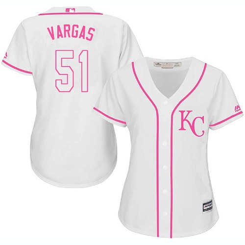 Women's Majestic Kansas City Royals #51 Jason Vargas Replica White Fashion Cool Base MLB Jersey