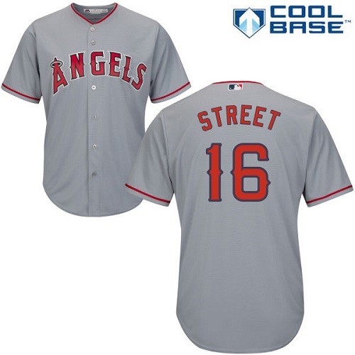 Men's Majestic Los Angeles Angels of Anaheim #16 Huston Street Replica Grey Road Cool Base MLB Jersey