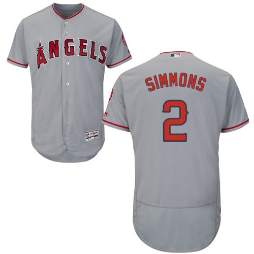 Men's Majestic Los Angeles Angels of Anaheim #2 Andrelton Simmons Authentic Grey Road Cool Base MLB Jersey