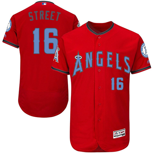 Men's Majestic Los Angeles Angels of Anaheim #16 Huston Street Authentic Red 2016 Father's Day Fashion Flex Base MLB Jersey