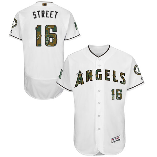 Men's Majestic Los Angeles Angels of Anaheim #16 Huston Street Authentic White 2016 Memorial Day Fashion Flex Base MLB Jersey