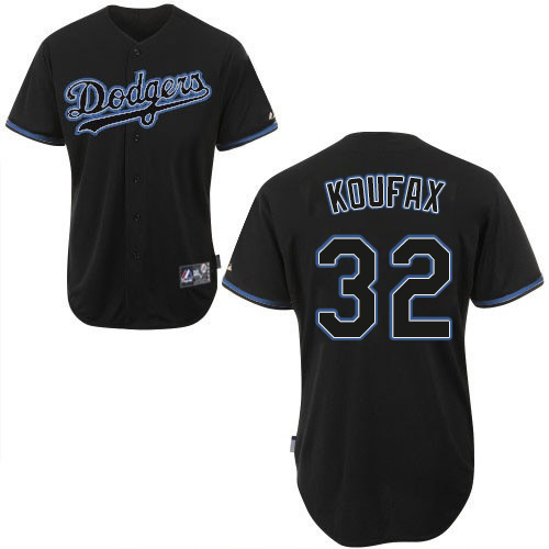 Men's Majestic Los Angeles Dodgers #32 Sandy Koufax Authentic Black Fashion MLB Jersey