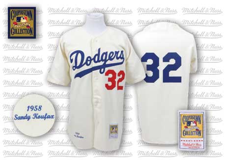 Men's Mitchell and Ness Los Angeles Dodgers #32 Sandy Koufax Authentic White Throwback MLB Jersey