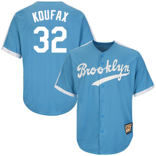 Men's Mitchell and Ness Los Angeles Dodgers #32 Sandy Koufax Authentic Light Blue Throwback MLB Jersey