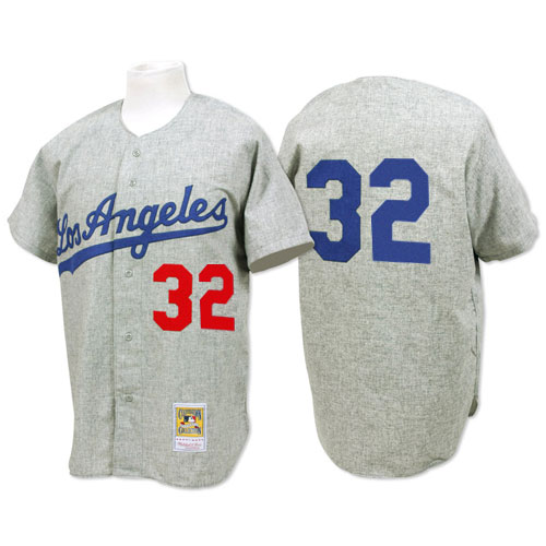 Men's Mitchell and Ness 1963 Los Angeles Dodgers #32 Sandy Koufax Authentic Grey Throwback MLB Jersey