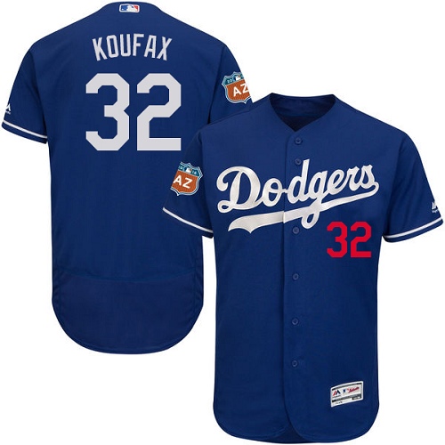 Men's Majestic Los Angeles Dodgers #32 Sandy Koufax Authentic Royal Blue Alternate Cool Base MLB Jersey