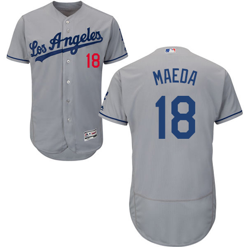 Men's Majestic Los Angeles Dodgers #18 Kenta Maeda Grey Flexbase Authentic Collection MLB Jersey