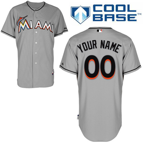 Youth Majestic Miami Marlins Customized Authentic Grey Road Cool Base MLB Jersey