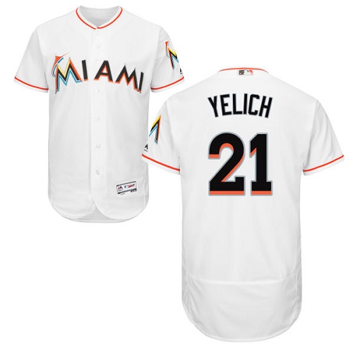 Men's Majestic Miami Marlins #21 Christian Yelich Authentic White Home Cool Base MLB Jersey