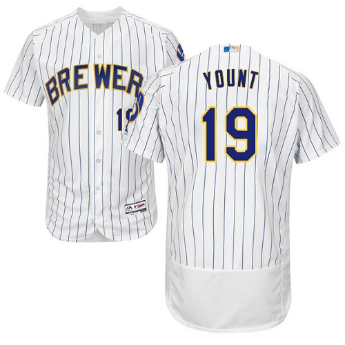 Men's Majestic Milwaukee Brewers #19 Robin Yount Authentic White Home Cool Base MLB Jersey