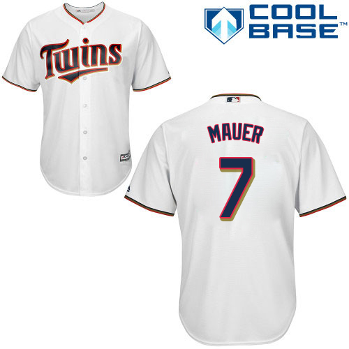 Men's Majestic Minnesota Twins #7 Joe Mauer Replica White Home Cool Base MLB Jersey