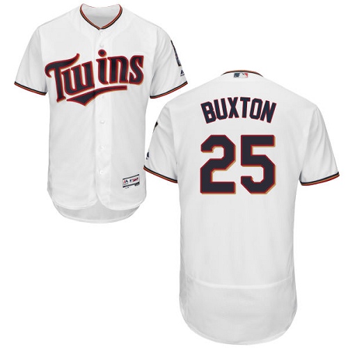 Men's Majestic Minnesota Twins #25 Byron Buxton Authentic White Home Cool Base MLB Jersey