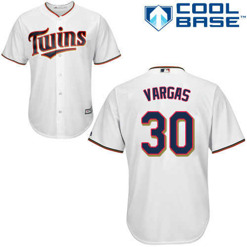 Youth Majestic Minnesota Twins #19 Kennys Vargas Authentic White Home Cool Base MLB Jersey