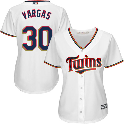 Women's Majestic Minnesota Twins #19 Kennys Vargas Replica White Home Cool Base MLB Jersey