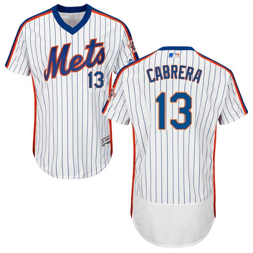Men's Majestic New York Mets #13 Asdrubal Cabrera White/Royal Flexbase Authentic Collection MLB Jersey