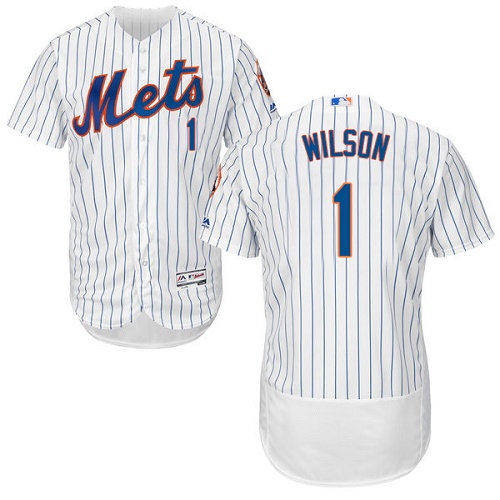 Men's Majestic New York Mets #1 Mookie Wilson Authentic White Home Cool Base MLB Jersey