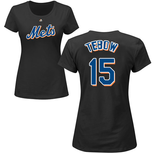 Women's Majestic New York Mets #15 Tim Tebow Replica Grey Road Cool Base MLB Jersey