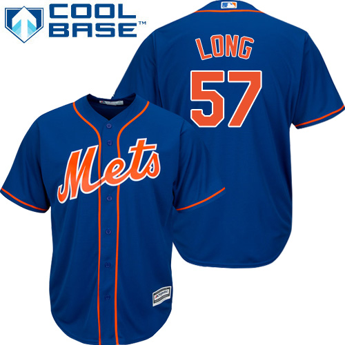 Youth Majestic New York Mets #57 Kevin Long Authentic Royal Blue Alternate Home Cool Base MLB Jersey