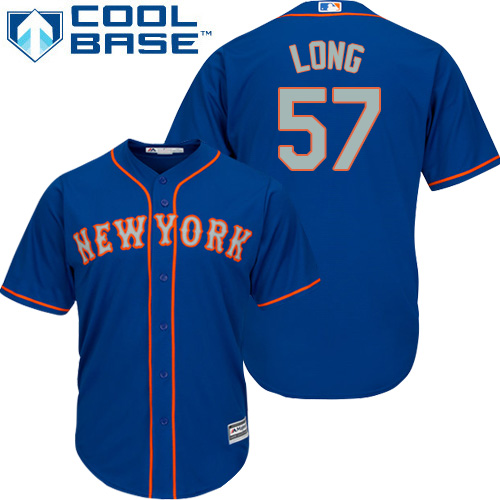 Youth Majestic New York Mets #57 Kevin Long Authentic Royal Blue Alternate Road Cool Base MLB Jersey