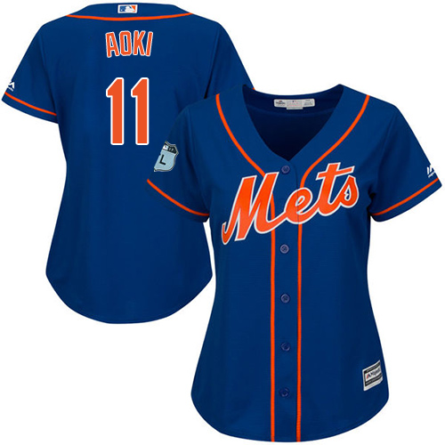 Women's Majestic New York Mets #11 Norichika Aoki Authentic Royal Blue Alternate Home Cool Base MLB Jersey
