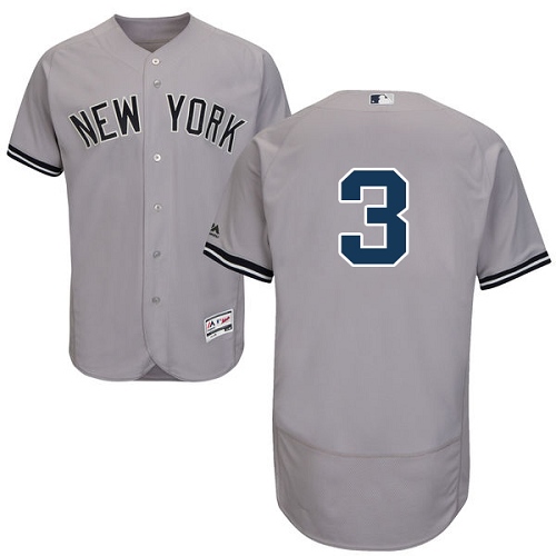 Men's Majestic New York Yankees #3 Babe Ruth Authentic Grey Road MLB Jersey