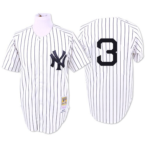 Men's Mitchell and Ness 1932 New York Yankees #3 Babe Ruth Authentic White Throwback MLB Jersey