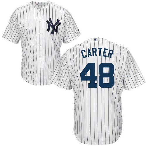 Youth Majestic New York Yankees #48 Chris Carter Replica White Home MLB Jersey