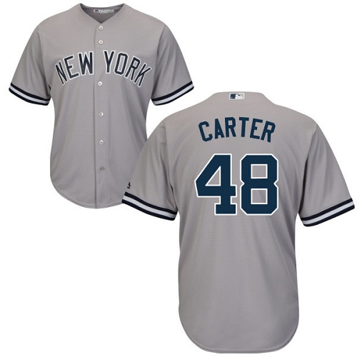 Youth Majestic New York Yankees #48 Chris Carter Authentic Grey Road MLB Jersey