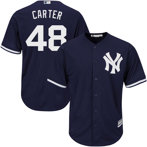 Youth Majestic New York Yankees #48 Chris Carter Authentic Navy Blue Alternate MLB Jersey