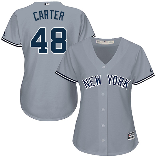 Women's Majestic New York Yankees #48 Chris Carter Replica Grey Road MLB Jersey