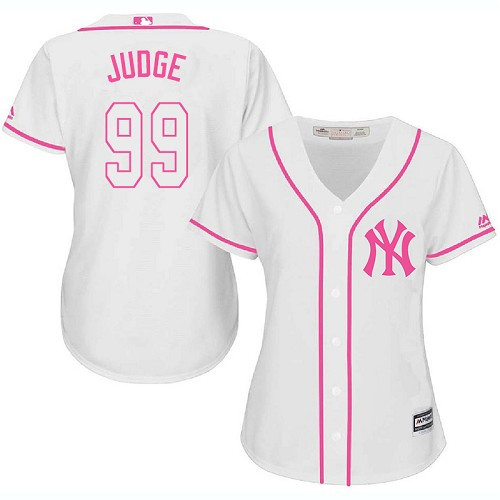 Women's Majestic New York Yankees #99 Aaron Judge Authentic White Fashion Cool Base MLB Jersey
